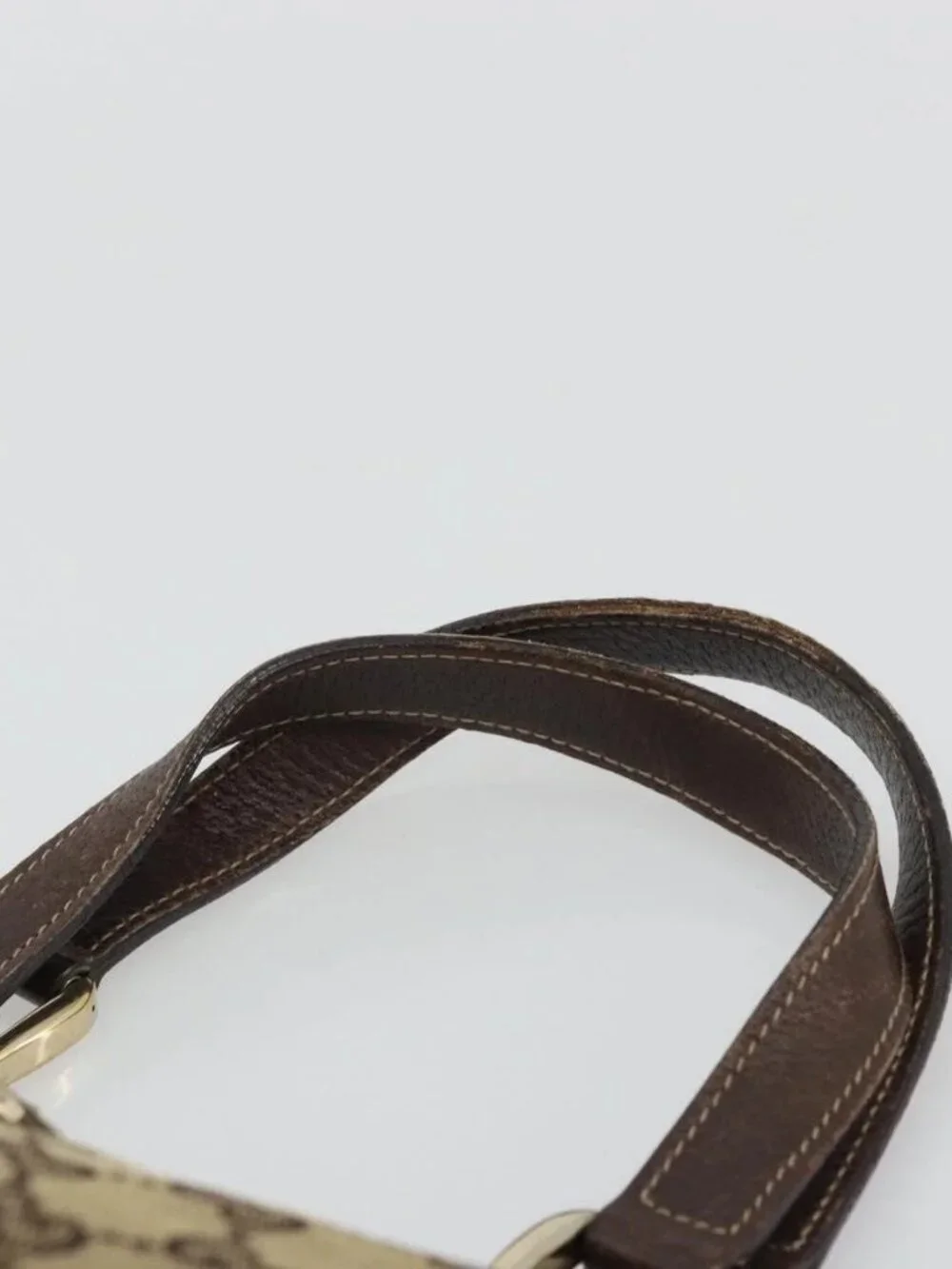 GUCCI GG Canvas Abbey Hand Bag Beige Gold 130739 Auth 175609